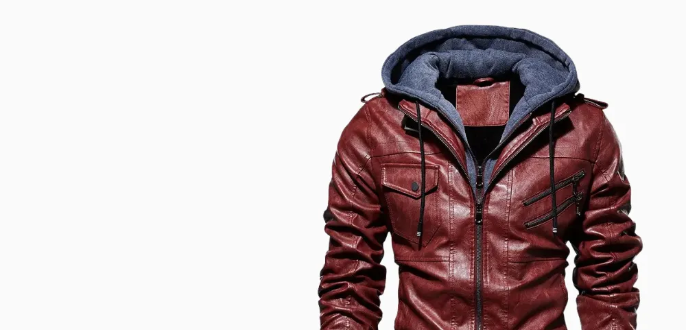 hooded leather jacket